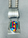 Longer Vintage Southwest Turquoise Inlay Sterling Silver Necklace-Nativo Arts