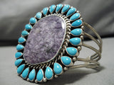 Important Huge Vintage Native American Navajo Tanya Rafael Turquoise Sterling Silver Bracelet-Nativo Arts