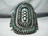 Native American Best Early Vintage Zuni Cerrillos Turquoise Sterling Silver Cluster Bracelet-Nativo Arts