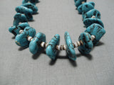 Incredible Vintage Native American Navajo Old Kingman Turquoise Sterling Silver Necklace-Nativo Arts