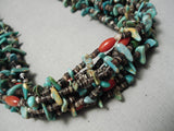 Important Native American Navajo Expert Weave Turquoise Coral Heishi Necklace-Nativo Arts