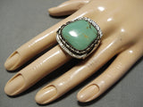Magnificent Vintage Native American Navajo Huge Green Turquoise Sterling Silver Ring-Nativo Arts