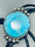 Important Daniel Benally Vintage Native American Navajo Turquoise Sterling Silver Bolo Tie-Nativo Arts