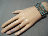 Early Vintage Native American Zuni Snake Eyes Turquoise Sterling Silver Bracelet Cuff-Nativo Arts