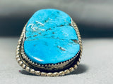 Massive Vintage Native American Navajo Morenci Turquoise Sterling Silver Ring-Nativo Arts