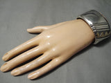 Authentic Vintage Native American Navajo Heavy Sterling Silver Thomas Singer Bracelet Gold Old-Nativo Arts