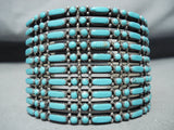 One Of The Most Intricate Native American Zuni Turquoise Sterling Silver Bracelet-Nativo Arts