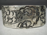 Early 1900's Vintage Navajo Coin Silver Native American Bracelet Old-Nativo Arts
