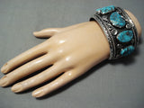 Heavy Husky Men's Vintage Native American Navajo Turquoise Sterling Silver Bracelet-Nativo Arts
