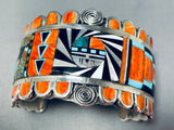 One Of The Most Intricate Vintage Native American Zuni Turquoise Sterling Silver Bracelet-Nativo Arts