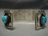 Dean Brown Natural Turquoise Vintage Native American Navajo Sterling Silver Bracelet Old-Nativo Arts