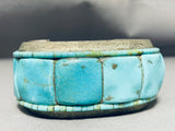 Important Vintage Native American Navajo Turquoise Heishi Heavy Sterling Silver Bracelet-Nativo Arts