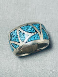 Amazing Vintage Native American Navajo Blue Turquoise Sterling Silver Ring Old-Nativo Arts