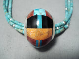Native American Opulent Santo Domingo Turquoise Sterling Silver Heishi Inlay Necklace-Nativo Arts