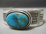 Important Leo Nez Vintage Native American Navajo Turquoise Mountain Sterling Silver Bracelet-Nativo Arts