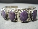 Rare Domed Sugulite Vintage Native American Navajo Sterling Silver Bracelet-Nativo Arts