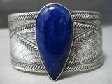 Spectacular Vintage Navajo Lapis Sterling Silver Bracelet Native American Old-Nativo Arts