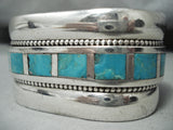 Heavy Huge Vintage Native American Zuni Turquoise Sterling Silver Bracelet Old-Nativo Arts