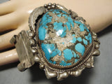 One Of Best Vintage Native American Navajo Spiderweb Turquoise Sterling Silver Watch Bracelet-Nativo Arts