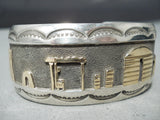 Dynamic Vintage Zuni Sterling Silver & 14k Gold Bracelet Native American Old-Nativo Arts