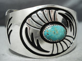 Swirling Mesmerizing Vintage Native American Navajo Blue Gem Turquoise Sterling Silver Bracelet-Nativo Arts