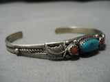 Amazing Vintage Native American Navajo Blue Gem Turquoise Sterling Silver Bracelet Old-Nativo Arts