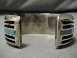 Native American Opulent Vintage Zuni Ihss Dmy Turquoise Sterling Silver Bracelet Old-Nativo Arts
