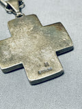 Native American One Of The Most Unique Cross Lapis Sterling Silver Necklace Old-Nativo Arts