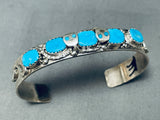 Superior Native American Zuni Authentic Turquosie Snake Sterling Silver Bracelet-Nativo Arts