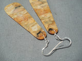 One Of The Biggest Coral Slab Native American Sterling Silver Earrings-Nativo Arts
