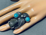 Exceptional San Felipe Blue Gem Turquoise Sterling Silver Buffalo Ring-Nativo Arts
