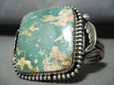 Huge Rare Squared Royston Turquoise Vintage Native American Navajo Sterling Silver Bracelet-Nativo Arts