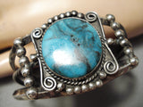 Opulent Vintage Native American Navajo Blue Diamond Turquoise Sterling Silver Bracelet Old-Nativo Arts