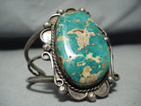 Huge Vintage Native American Navajo Green Turquoise Sterling Silver Bracelet-Nativo Arts