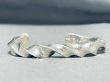 Heavy Thick Hand Heat Twisted Vintage Native American Navajo Sterling Silver Bracelet-Nativo Arts