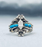 Larry Begay Vintage Native American Navajo Old Kingman Turquoise Sterling Silver Ring-Nativo Arts