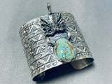 Rare San Felipe Signed Royston Turquoise Sterling Silver Scorpion Huge Cuff-Nativo Arts