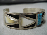 Incredible Vintage Navajo Pearl Sterling Silver Native American Bracelet Cuff-Nativo Arts