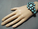 Stunning Vintage Native American Navajo Old Kingman Turquoise Sterling Silver Bracelet-Nativo Arts