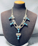 Very Brare Tiered Turquoise Vintage Native American Navajo Sterling Silver Necklace-Nativo Arts