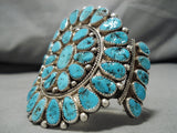 One Of The Best Vintage Native American Navajo Teardrop Turquoise Sterling Silver Bracelet Old-Nativo Arts