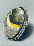 40 Gram Native American Zuni Honeybee Jasper Sterling Silver Ring-Nativo Arts