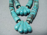 Native American Traditional Vintage Santo Domingo Royston Turquoise Sterling Silver Necklace Old-Nativo Arts