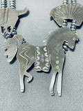 Animal Fetish Vintage Native American Navajo Sterling Silver Squash Blossom Necklace-Nativo Arts