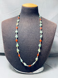 Native American Beautiful Vintage Santo Domingo Green Turquoise Coral Necklace-Nativo Arts