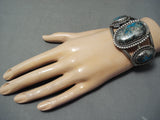 Important Vintage Native American Navajo Old Morenci Turquoise Sterling Silver Bracelet-Nativo Arts