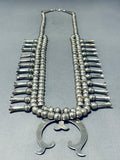 All Silver Vintage Native American Navajo Sterling Squash Blossom Necklace-Nativo Arts