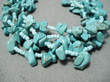 Amazing Vintage Native American Navajo Turquoise Blue Bead Heishi Necklace Old-Nativo Arts
