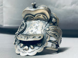 Most Detailed Native American Navajo Sterling Silver Handmade Saddle Bracelet Cuff-Nativo Arts