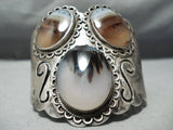 One Of Biggest Vintage Native American Navajo Agate Sterling Silver Bracelet Old-Nativo Arts